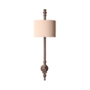 Rustic Style Drum Shape Wall Light Fabric and Metal Wall Sconce for Bedroom Foyer Shop