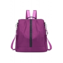 Simple Plain Stripe Patched Water Resistant Oxford Cloth Leisure Crossbody Backpack 32*14*32 CM