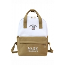 Stylish Color Block Graphic Embroidery Canvas School Bag satchel Backpack 24*10*34 CM