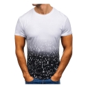 Summer Men's Basic Round Neck Short Sleeve Ombre Color Fitted T-Shirt