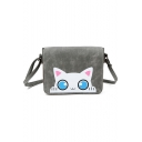 Cute Cartoon Cat Printed Crossbody Bag with Long Strap 19*6*15 CM