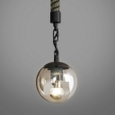 Single Light Globe Pendant Light Antique Clear Glass Hanging Lamp for Dining Room