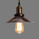 Distressed Flared Pendant Lighting One Light Farmhouse Metal Hanging Lamp in Aged Brass for Kitchen