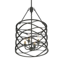 Drum Ceiling Lighting Fixture with Candle 4 Lights Vintage Metal Pendant Lighting in Brass