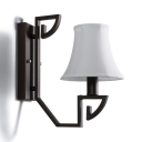 White Curved Shade Wall Sconce 1 Light Traditional Metal and Fabric Sconce Light for Hotel