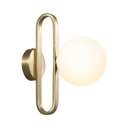 Classic Globe Shade Wall Light Single Light Metal and Frosted Glass Sconce Light in White for Bedroom