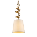 Traditional Tapered Shade Pendant Light Frosted Glass Metal 1 Light White Hanging Light for Kitchen Hallway