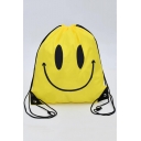 Polyester Cartoon Smile Print Yellow String Backpack