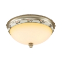 Dome Shape Ceiling Lamp 3 Lights Rustic Style Frosted Glass Flush Ceiling Light for Bedroom