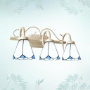 Glass Cone Shade Wall Sconce 3 Lights Tiffany Style Sconce Lamp in White for Bedroom Bathroom