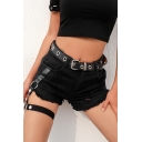 Hot Fashion Girls Punk Gothic Style Hollow Out Detachable Strap Harness Shorts Black Garter Shorts
