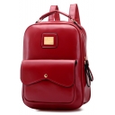 Fashion Plain PU Leather Leisure Backpack for Girls 34.5*9.5*26 CM