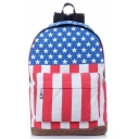 Unisex Stylish Flag Printed Blue and Red Canvas School Bag Backpack for Students 30*14*44 CM