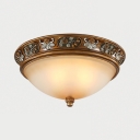 Bedroom Balcony Dome LED Ceiling Light Frosted Glass 3 Lights Vintage Style Flush Light