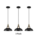 3 Pack Industrial Black Hanging Light with Barn Shade One Light Metal Ceiling Lamp for Kitchen Hallway