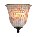 Bell Shade Wall Light Mosaic Shell Sconce Light in Beige for Dining Room Bedroom