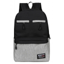 Popular Color Block Letter Patchwork Zipper School Bag Laptop Backpack 29*14*42 CM