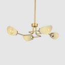 Metal Twisted Arm Pendant Light 4/6/8 Lights Modern Style Chandelier in Gold for Study Room