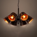 Black Flared Chandelier 6 Lights Antique Pendant Lighting for Dining Room Kitchen