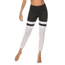 Womens New Trendy Black and White Colorblock Fitness Yoga Leggings