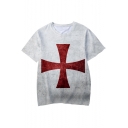 Popular Knights Templar Red Cross Printed Basic Short Sleeve T-Shirt