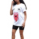 Summer Street Fashion Cool Funny Tongue Red Lip Print Oversized T-Shirt for Women