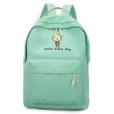 Cute Cartoon Letter SMILE EVERY DAY Printed Canvas School Bag Backpack 30*10*40 CM