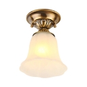 White Bell Ceiling Lamp Frosted Glass 1 Light Antique Style Flush Ceiling Light for Shop