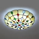 Dome Living Room Ceiling Mount Light Glass Tiffany Style Vintage Overhead Light with Jewelry