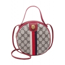 Trendy Classic Contrast Stripe Pattern Printed Round Crossbody Satchel Bag Handbag 18*7*18 CM