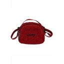 Stylish Letter Embroidery Pattern Lambswool Portable Crossbody Shoulder Bag 18*7*16 CM