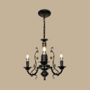 Black-Gold/White-Gold Candle Pendant Lamp 3/5/6 Lights Colonial Style Metal Chandelier for Bedroom Restaurant