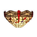 Dining Room Dragonfly Pattern Sconce Light Stained Glass Tiffany Style Vintage Wall Light