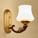 Resin Glass Curved Shade Sconce Light Living Room Bathroom 1 Light Vintage Style Sconce Lamp