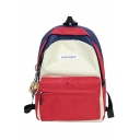 Trendy Color Block Letter Printed Canvas School Bag Backpack 28*12*39 CM