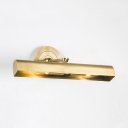 2 Lights Tube Wall Light Traditional Metal Sconce Lamp in Brass for Mirror Bathroom