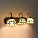 Dome Shade Sconce Light 3 Lights Tiffany Style Stained Glass Sconce Lamp for Restaurant
