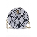 New Fashion Snakeskin Circle Crossbody Bag with Chain Strap 18*6*18 CM