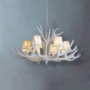 6/8/9 Lights Antlers Chandeliers with Tapered Shade Vintage Style Resin Hanging Light for Dining Room