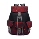 Women's Cool Printed Flap Pockets Nylon Leisure Backpack 27*15*34 CM