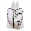 Fashion Color Block Stripe Patched Shoulder Bag Backpack 28*12*30 CM
