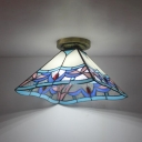 Tiffany Style Trapezoid Ceiling Light 1 Light Stained Glass Ceiling Lamp for Dining Room
