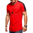 Mens New Trendy Stripe Print Short Sleeve Round Neck Fitted T-Shirt