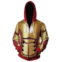 Fashion Cosplay Costume Zip Up Long Sleeve Gold Drawstring Hoodie