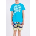 Summer Hawaii Fashion Pattern Mens Surfing Blue Shorts Beach Quick Drying Swim Trunks