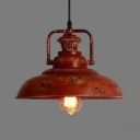 Industrial Barn Hanging Ceiling Light Single Light Distressed Metal Pendant Lighting in Red