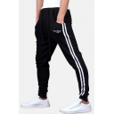 Guys Simple Letter TOP HERE SPORT Fashion Stripe Side Casual Cotton Sweatpants