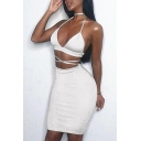 Womens Night Club Sexy Cutout Strappy Plain Mini Bodycon Slip Dress