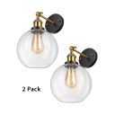 2 Pack Globe Shade Sconce Light 1 Light Antique Style Clear Open Glass Wall Sconce for Kitchen