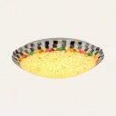 Modern Bowl Ceiling Light Colorful Shell Glass Flush Mount Light for Coffee Shop